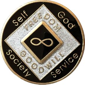 Infinity Black and Silver NA Medallion الرسمية الأبدية المخدرات شريحة مجهولة المصدر