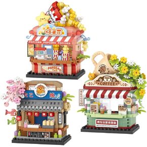 MEIEST 3 Mini City Shop Street View Building Blocks Model Set,Simulation Architecture Collection Particle Construction Building Bricks Toy,Home Decoration