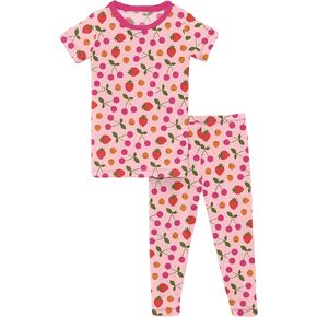 KicKee Pants Short Sleeve Pajama Set (Big Kids) Lotus Berries 14 (Big Kid)