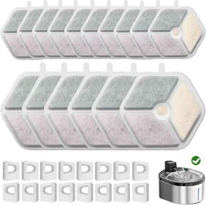 16 مرشحات استبدال حزمة وإسفنجات 16Pack لـ Smartoo 152oz/4.5L Fountain Wiater Water Fountain ، مرشح استبدال نافورة مياه الحيوانات الأليفة الملائمة لمرشحات Smartoo Replacement