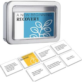 51 PCS لعبة بطاقة استرداد للبالغين تشمل 50 بطاقة استرداد الإدمان مع ألعاب Tin Box Therapy لأنشطة العلاج الجماعي للبالغين للإجهاد والقلق الاجتماعي الصحة العقلية