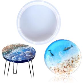 Table Resin Molds Silicone, 14 Inches Resin Table Mold Deep Round Silicone Mold for Epoxy Resin DIY Round Table Clock Home Decor