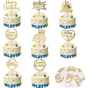 DIYASY 8 PCS GOLD GOLD HAPPY HAMPLY CAKE TOPPORS ، Acrylic Cake Toppers Topers Topers juint-side the cake decoration for child