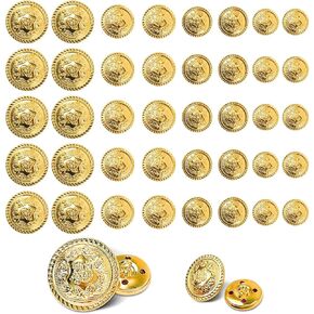 مجموعة أزرار معدنية ذهبية 80 PCS ، 4 أحجام أزرار ذهبية خمر للرجال لخياطة أزرار السترة الذهبية ، أزرار خياطة معطف يدويًا (1.5/1.8/2/2.5 سم)