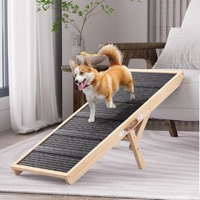 Tresbro Dog Ramp for Couch ، 40 '' Ramps Long Dog Ramps مع 11 '' 'إلى 20.47' '، منحدر الكلاب المحمولة مع السجاد المضاد للانزلاق ومقبض حمل ما يصل إلى 150 رطلاً للكلاب الصغيرة للحصول على أريكة