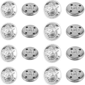16PCS Metal Blazer Button Set for Jacket, 2 Size Silver Vintage Uniform Buttons for Blazer Coat, 0.71 Inch Vintage Buttons/ 0.79 Inch Silver Metal Button for School Uniform Coat