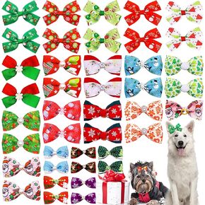 PET SHOW 20Pairs 2" 3" 4" St. Patrick Day Big Dog Hair Bows with Rubber Band for Small Medium Large Dogs Rhinestone Bowknot Topknot Cats Rabbits Girl Boy Clover Party Grooming Hair Accessories