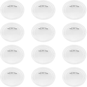 ZYAMY 12PCS Acrylic Button Badge with Pin 58mm/2.28 inch Clear Round Blank Button Badge Kit Photo Frame Badge Plastic Buttons for DIY Crafts Photos Images Text Portrait Logo