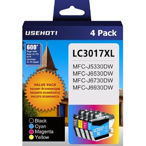 LC3017XL Compatible for Brother LC3017 Ink Cartridges Work with Brother MFC-J6530DW MFC-J6730DW MFC-J5330DW MFC-J6930DW Printer (4 XL Pack)
