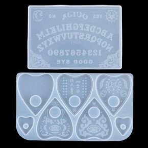 2 Pcs Ouija Board and Planchette Silicone Molds, Gothic Epoxy Resin Silicone Molds for Ouija Board Game, Pendant, Resin Crafts