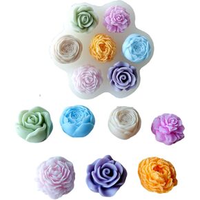 7-Cavity Flower Silicone Mold – 3D Rose Peony Fondant Chocolate Mold for Cake, Candy, Soap, Candle, Resin, and DIY Crafts