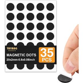 TRYMAG 150Pcs Self Adhesive Magnets Squares, Flexible Sticky Magnetic Sheets Strips Tapes (Each 20x20x2mm) Peel and Sticky Magnet Squares for Crafts, Office, DIY Projects