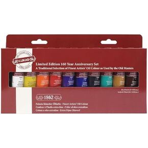 Lukas 1862 Professional Artist Oil Paint - ألوان متنوعة ، 37 مل - مجموعة من 10 - Flightfatchitness الرائعة ، غير الصفراء ، ث/شمع العسل لملمس الزبد ، هوى ثابت ، مثالي للفنانين المحترفين