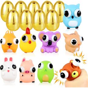 jumbo prected egges easter eggs مع ألعاب Squishies للحيوانات ، 9 أجهزة كمبيوتر سلة عيد الفصح ملء ألعاب التململ لأطفال مطاردة طفل عيد الفصح.