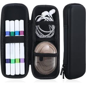 1 PCS علبة قلم رصاص أسود ، قلم صغير نحيف قلم رصاص قلم قلم قلم القلم مربع منظم CASE CASE لكابل USB ، سماعة الأذن ، Fountain Ballpoins أقلام (أسود)