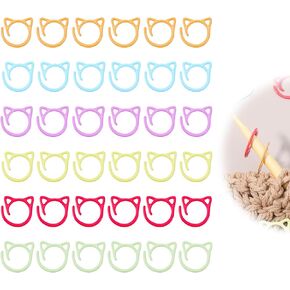 Telooco 36PCS Cat Stitch Markers for Crocheting,Crochet Markers,Knitting Accessories Cat Metal Marker Multicolor Knitting Stitches Ring (Multicolor)