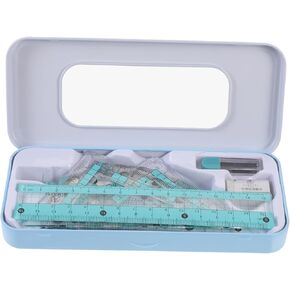 Operitacx Geometry Set for Students, Math Protractor Compass with 2 Triangles, Protractor, 6-Inch Ruler, Compass, Refills, Eraser for School Offices Supplies
