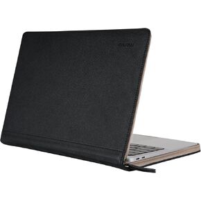 MOSISO Laptop Sleeve Case Compatible with MacBook Air 13.6 inch 2025-2022 M4 M3 M2/Air 13 2022-2018 M1/Pro 13 2024-2016 M2 M1,Tiny Lines Grid Texture PU Leather Vintage Portfolio Cover,Black
