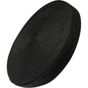 Twill Tape Ribbon 50 Yards 1 inch, Cotton Soft Natural Herringbone Webbing Tape Sewing Twill Ribbon Tape for Sewing DIY Crafts Home Decor (Black, 1Inch)