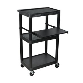 LUXOR LP34E-B 34"H AV Cart - Three Shelves Electric