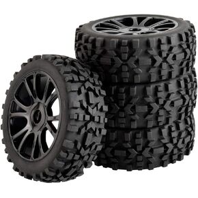 4pcs 1: 8 إطارات RC وعجلات بلاستيكية تم تعيينها للاصطحاب 1/8 RC عربات التي تجرها الدواب على الطرق الوعرة (أسود)