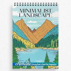 Nethouse Minimalist Landscape Spiral Local Colling Colling ، Softcover ، اكتشف 30 صفحات تلوين المناظر الطبيعية الجمالية البسيطة للاسترخاء والتخفيف من الإجهاد