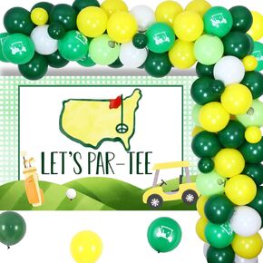 Jollyboom Golf Thief Decorations - Golf موضوع Balloon Garland Arch مع Lets Partee Backdrop Lanner لـ Masters Golf Birthday Party Decorations