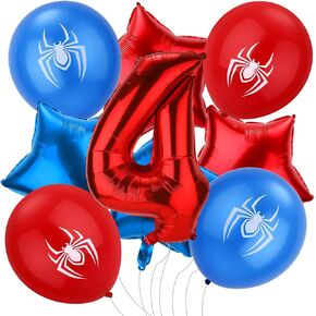 9pcs مجموعة بالون العنكبوت ، والبالون العدد الأحمر البالون العنكبوت البالونات Pentagram البالونات الكرتون العنكبوت البالين