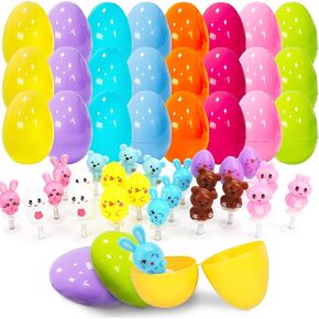 24PCS Easter Egg Gifts for Kids - Jumping Popper Novelty Toys for Exchange, Party Favor Egg Hunt Game