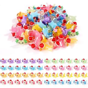 64pcs Christmas Miniature Axolotl Ornament, Mini Axolotl Resin Charms Little Axolotl Tiny Animals Ornament Toy for Jewelry Making Garden Landscape Dollhouse Decorations (Solid Color + Luminous)