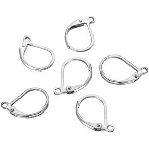 50pcs Adabele 304 Grade Surgical Stainless Steel Hypoallergenic Earring Hooks Leverback Strong Ear Wire 15mm Long for DIY Earrings Jewelry Making SJF193