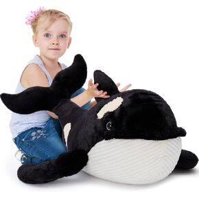 MorisMos 31.5Inch Orca Stuffed Animal, Sea Animal Orca Whale Plush Soft Killer Whale Shark Stuffed Animal Orca Fish Doll for Kids Boys Girls