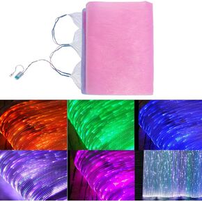 Fiber Optic Fabric,Led Accessories,Led Fiber Optic Mesh Lights for Quilting Sewing Clothes,Fabric with Changeable 7 Colors for DIY Luminous Festival Rave Partyaccessories. (White, 47.2in x 39.4in)
