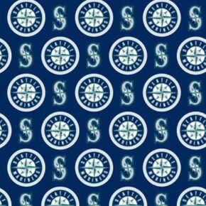 Seattle Mariners Baseball Cotton Fabric - MLB Team Logo Coton Fabric من The Yard ، Fat Quarter ، Half Yard ، 1 Yard ، 2 Yard Cuts