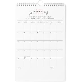 Karto Fitness Motivation Wall Calendar 2025-17x11 inch Runs Until June 2026 - Boost Your Productivity and Easy Planning with the Aesthetic Motivational Calendar - Fitness Pink