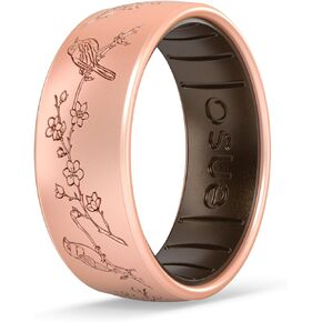 Enso Rings Etched Classic Silicone Rings - Garden Party Collection - Comfortable and Flexible Design