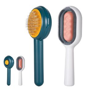 Kiniza 2 Pcs Pet Brush, Dog Cat Hair Cleaner Massage Brushes Grooming Removal with Water Tank Wet Comb White Green