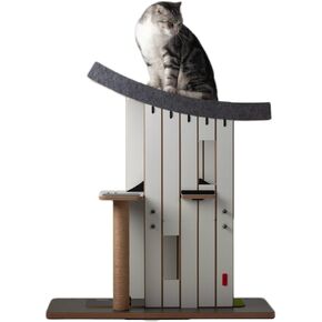 Wuzhen Cat Tower - Asian Style 3-Level Cat Tree with Scratching Posts, Hideaway Perch and Wooden Structure, Unique Furniture for Indoor Cats
