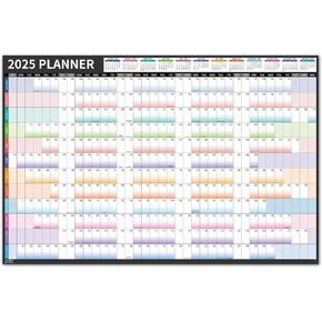 2025 Yearly Wall Calendar - Yearly Calendar 2025, Jan.2025 - Dec.2025, 12 Monthly Calendar with Julian Dates, Round Sticks, 34.6" × 23.11" (Open), 2025 Calendar for Daily Organizing, Black