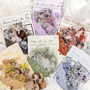ألديكو 120PCS للاشتعالات قصاصات القصاصات خمر خمر زهرة نباتية طويلة الزهرة مجلة Junk Journal Crafts Decory Decory ملصقات (Zhijianshiyanshi)