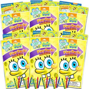 Nickelodeon Spongebob Squarepants Party Pack ~ حزمة من 6 Spongebob Squarepants تلعب عبوات مع ملصقات ، كتب تلوين ، تلوين (مستلزمات الحفلات Spongebob)