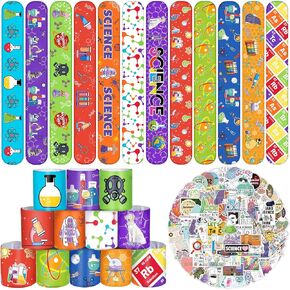 وتشمل 86pcs الحزب العلمي الحفلات 36pcs أساور صفعة العلوم 50pcs ملصقات علوم ملصقات العلماء سوار المفاجئة للأطفال العلوم