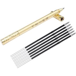 Gel Ink Pens with 6 Refills 0.5mm Black Gel Pen Alloy Premium Gel Ink Pen Gift for Office School Supplies Students Children Gift