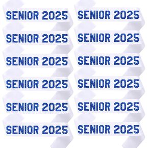 12pcs كبار SASH 2025 فئة رسائل Glitter من 2025 التخرج شاش تخرجت أخيرًا زخارف الحفلات المشجع الأبيض