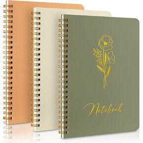 Lanpn Aesthetic Spiral Notebook Set of 3, 6 x 8 Pastel Notebook with Pocket 3 Pack, A5 Small Tear Out Lined Page Cute College Ruled Journal for Note Taking Writing for Women Man School Office Work