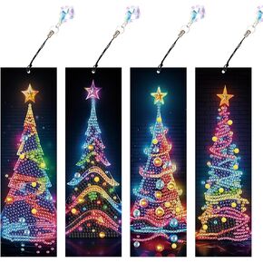 Tontut 4pcs Diamond Art Painting kit Bookmark, Literary Feather DIY Art Gift Diamond Pendant Bookmark, Suitable for Reading Enthusiasts, can be Used as a Gift for Friends