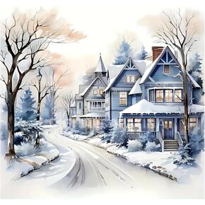 Huacan Diamond Painting Diamond Art Kit Winter Snow Street House DIY 5D Full Square Diamonds Embroidery Mosaic Set Gem Art Kit Decor Home Home Maide 11.81 * 11.81 Inch