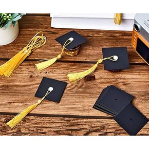 24pcs 2025 Graduation Cap Cupcake Toppers Chocolate Decorations Mini Graduation Cap Decor with Tassel for Class of 2025 Grad Party Decorations