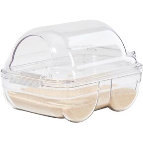 Hamster Sand Bath, Hamster Toilet, Hamster Sand Bathroom, Container Small Animal Sauna Sandpit for Syrian Dwarf Hamster Gerbil Rat Chipmunk (S (6.2 * 3.9 * 3.7 inch))