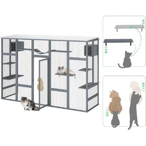 Cat Catio Outdoor Leadgosure for Window ، 104 "LEATE CHARE WEANDEPOOF WOODEN WOODEN EXTANSED CAT WINDOS